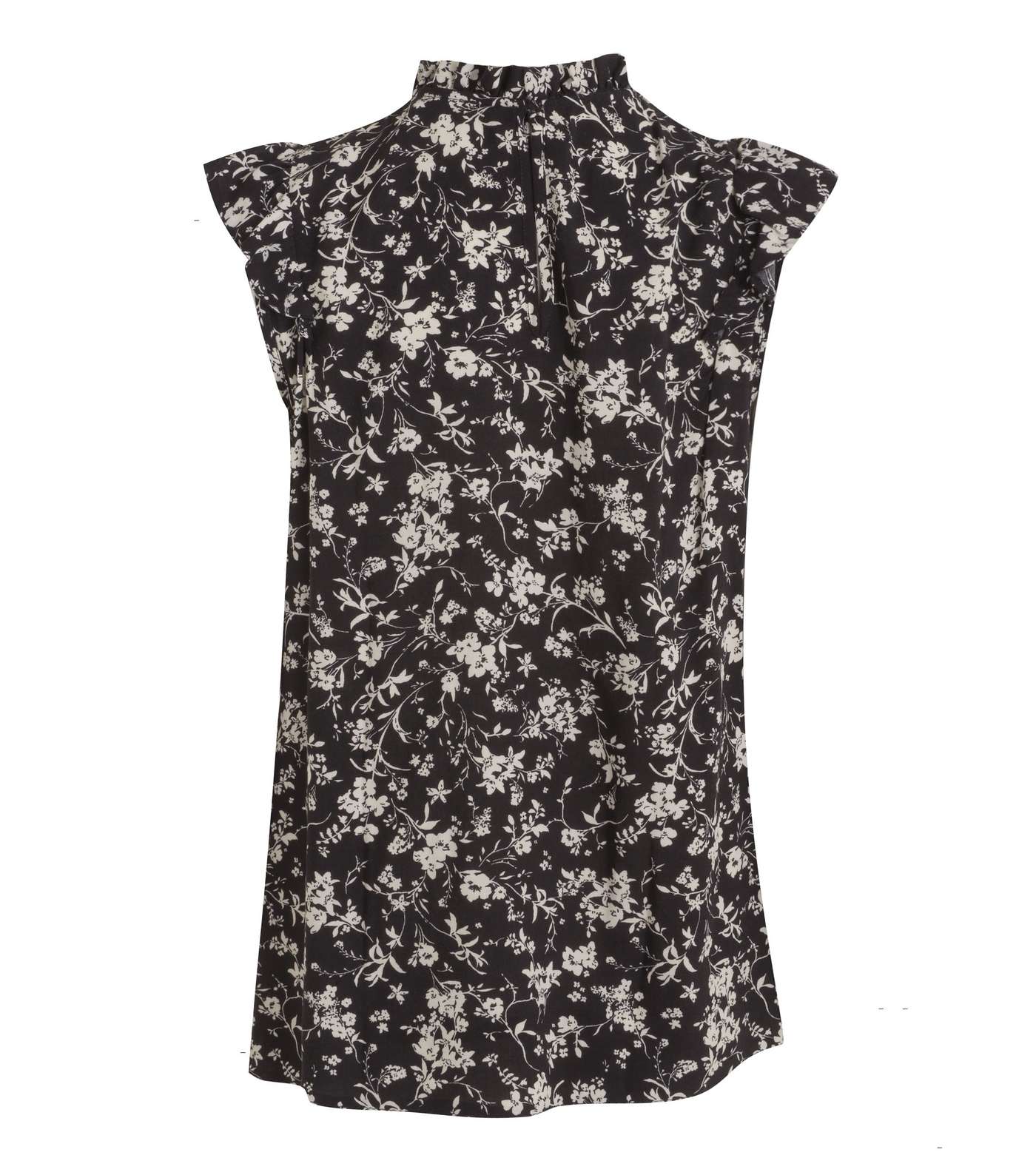 Tall Black Floral Frill Neck Blouse Image 2