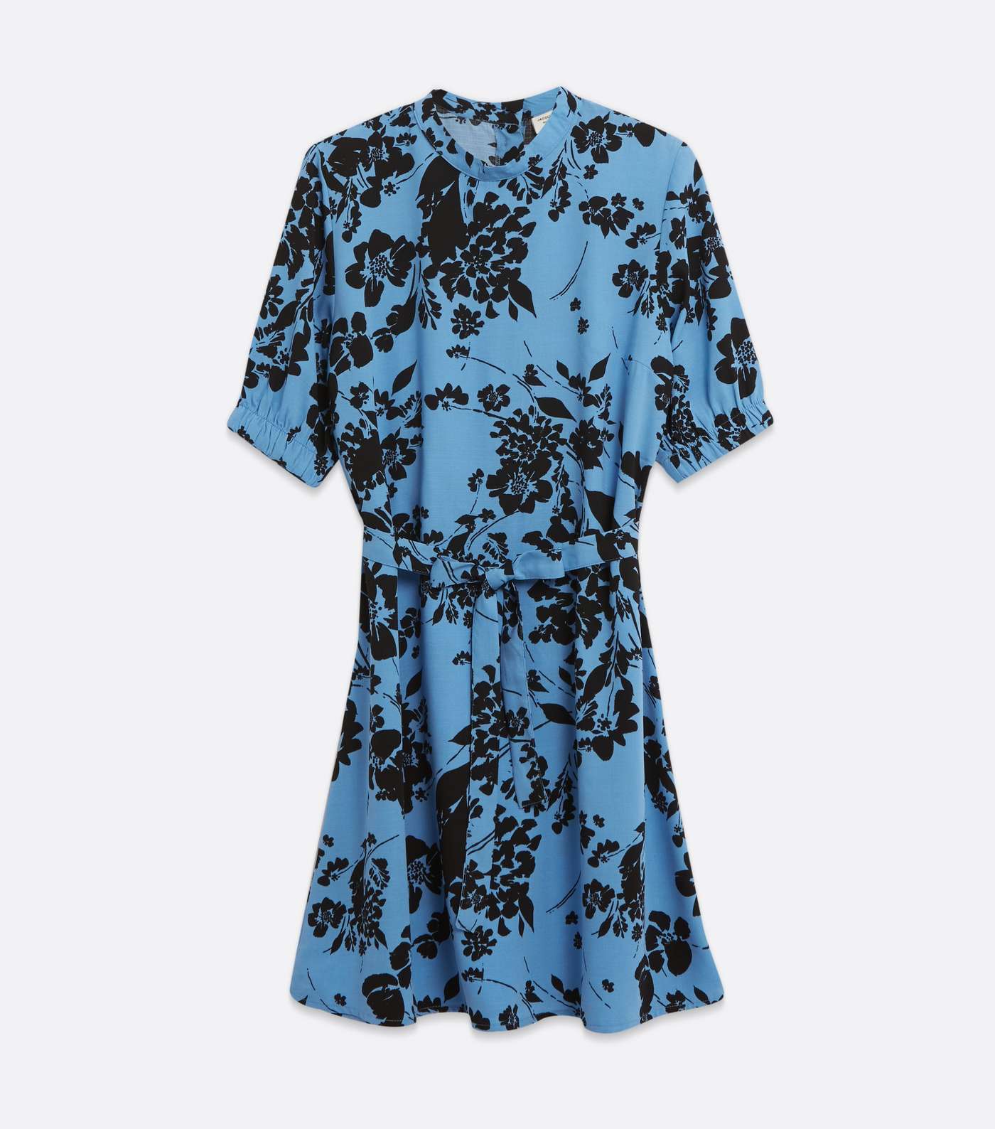 JDY Blue Floral High Neck Puff Sleeve Dress Image 5