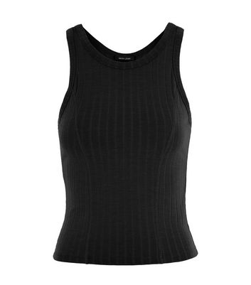 Black Ribbed Racer Back Vest | New Look