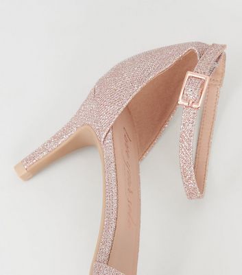 Rose Gold Glitter Mid Stiletto Heels 