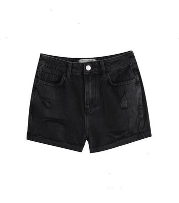 girls black ripped shorts