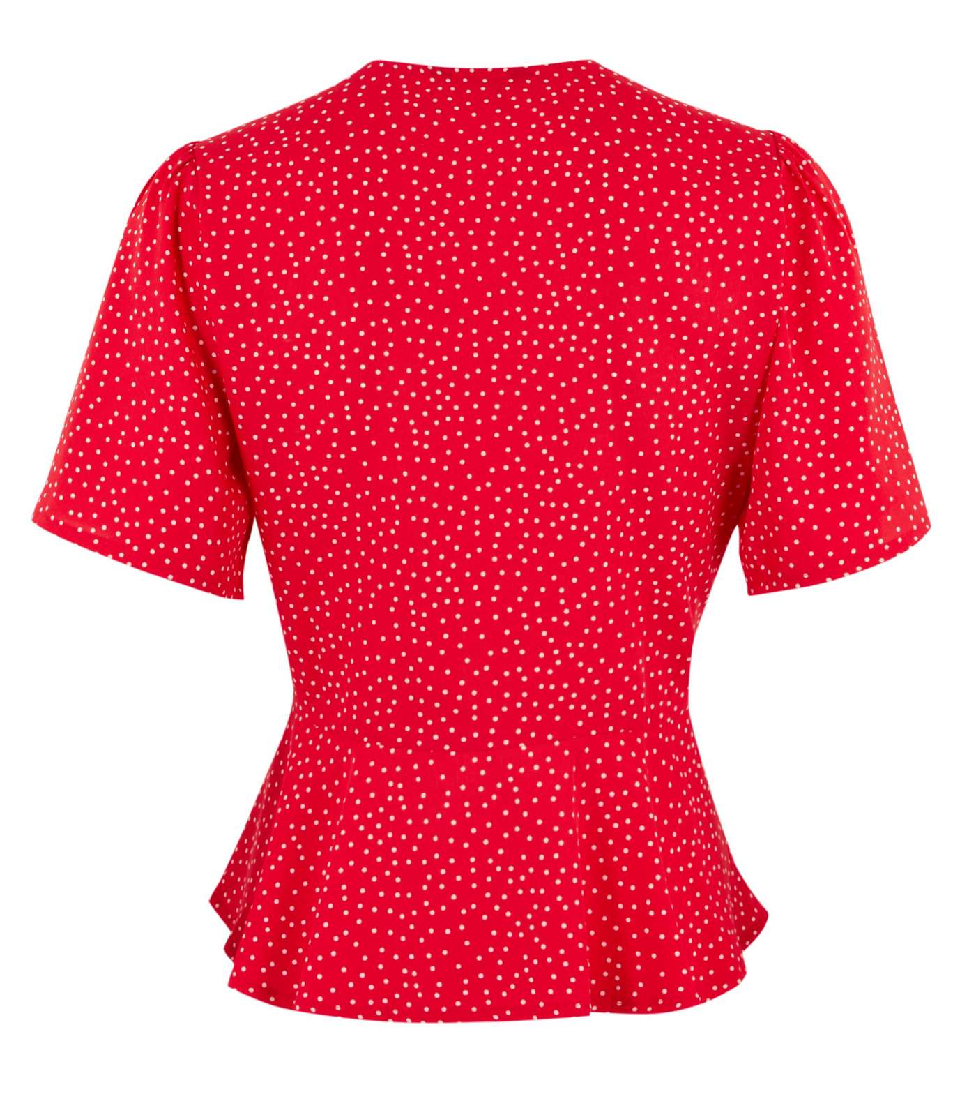 Red Spot Puff Sleeve Tea Blouse  Image 2