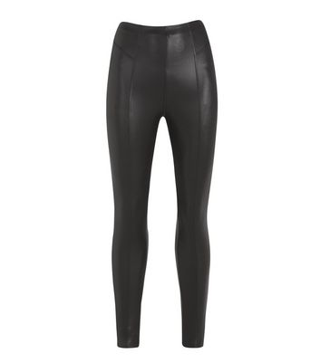Topshop Tall leather look legging in black