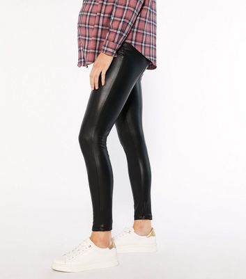 Maternity Black Over Bump Leather-Look 