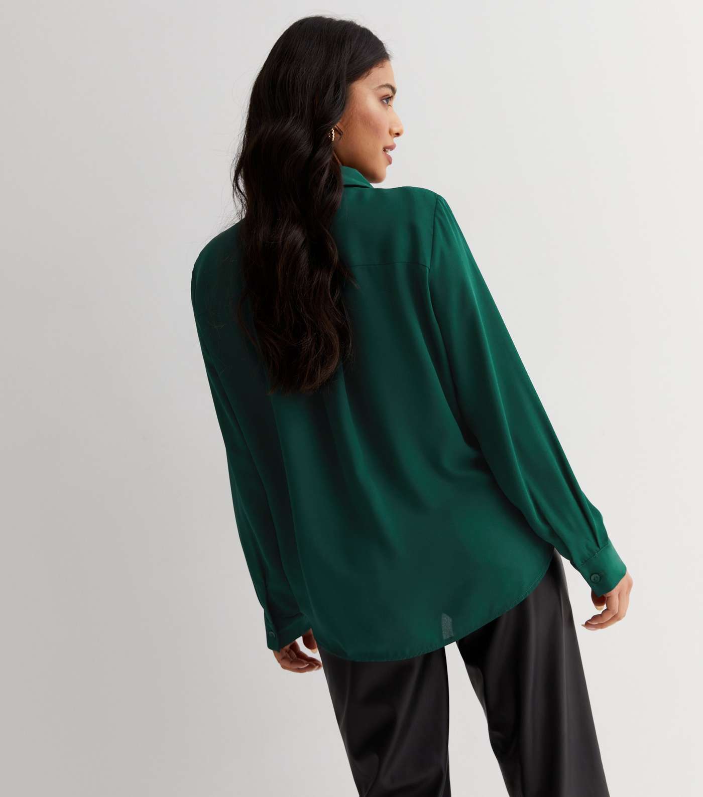 Petite Dark Green Long Sleeve Shirt Image 4