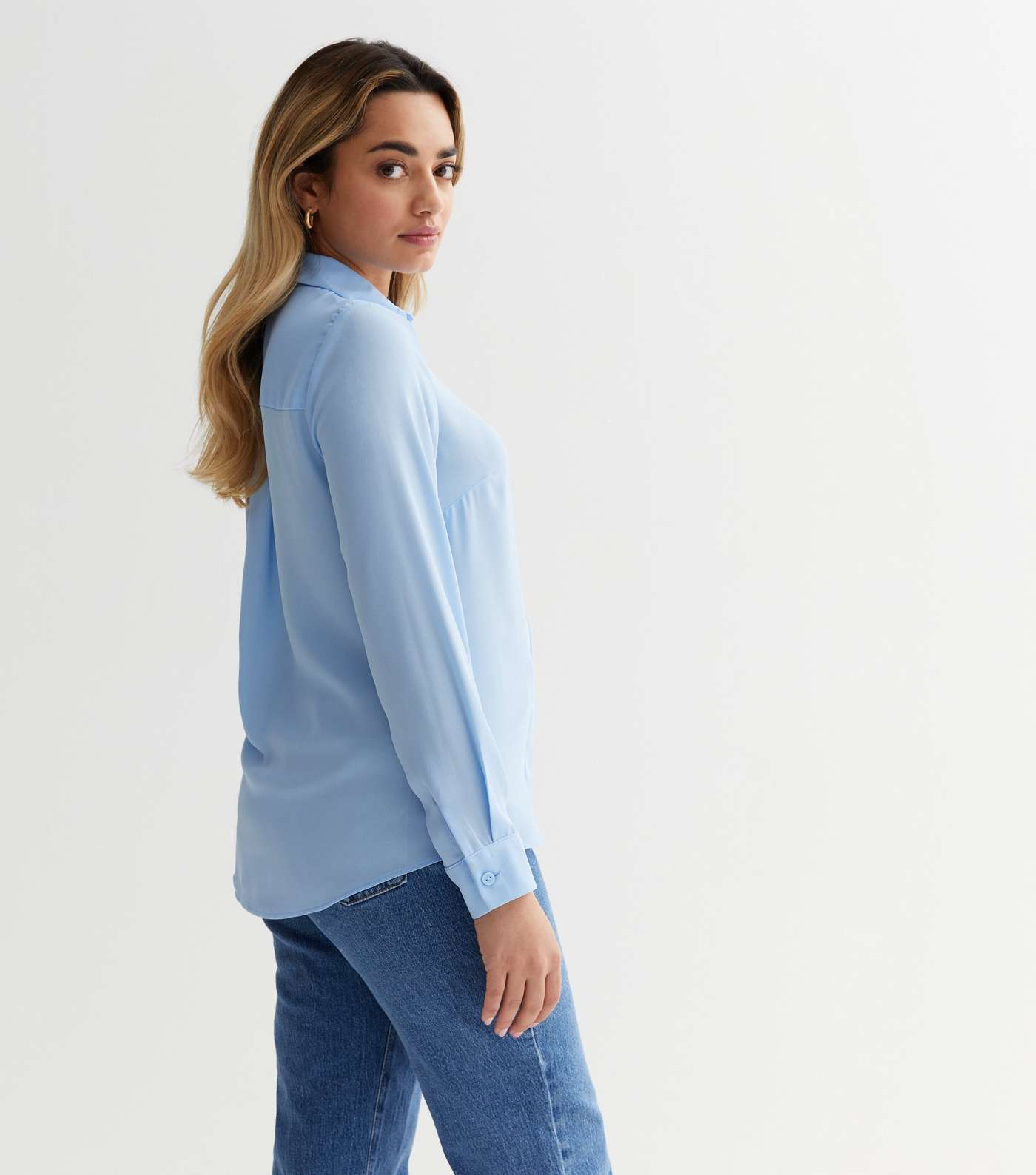 Petite Bright Blue Long Sleeve Shirt Image 4