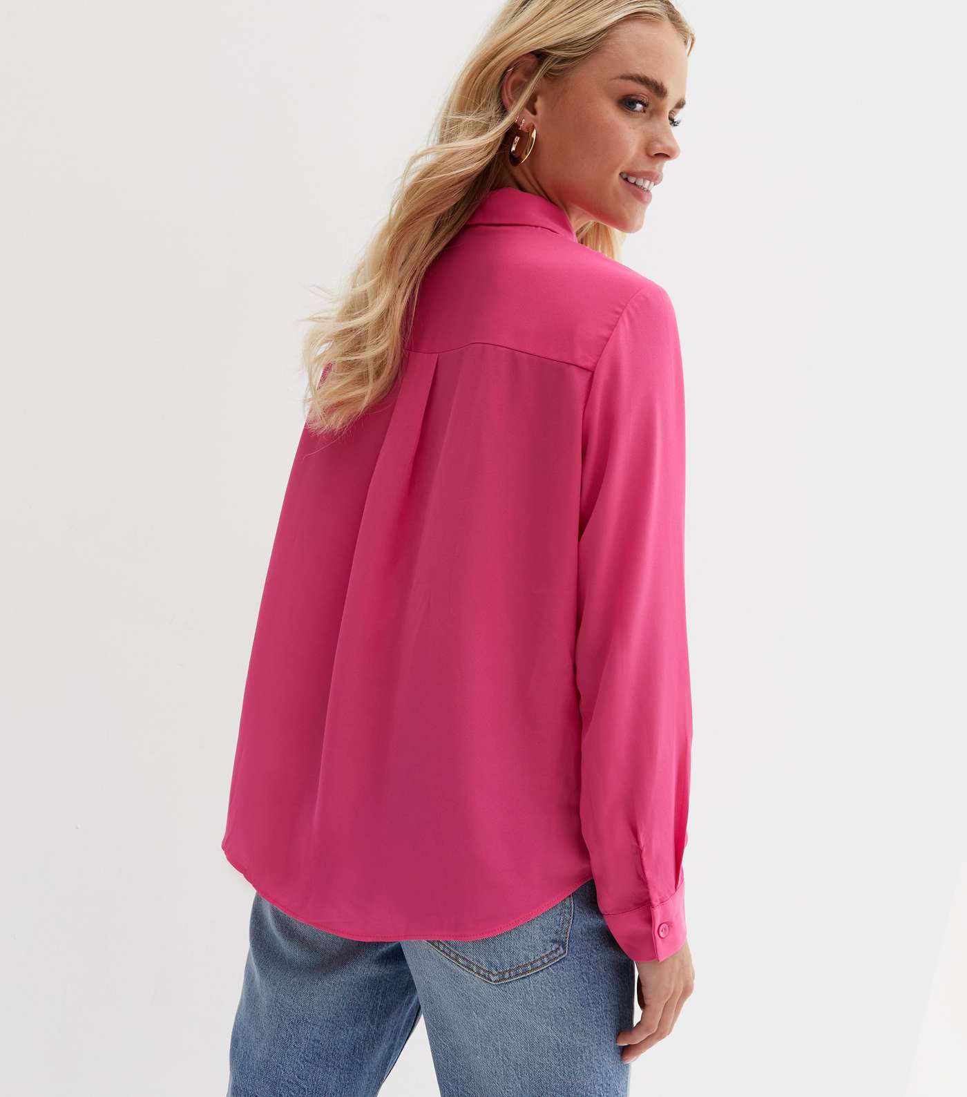 Petite Bright Pink Long Sleeve Shirt Image 4