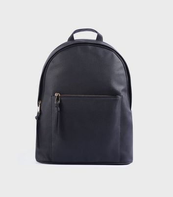 Black Leather-Look Zip Backpack | New Look