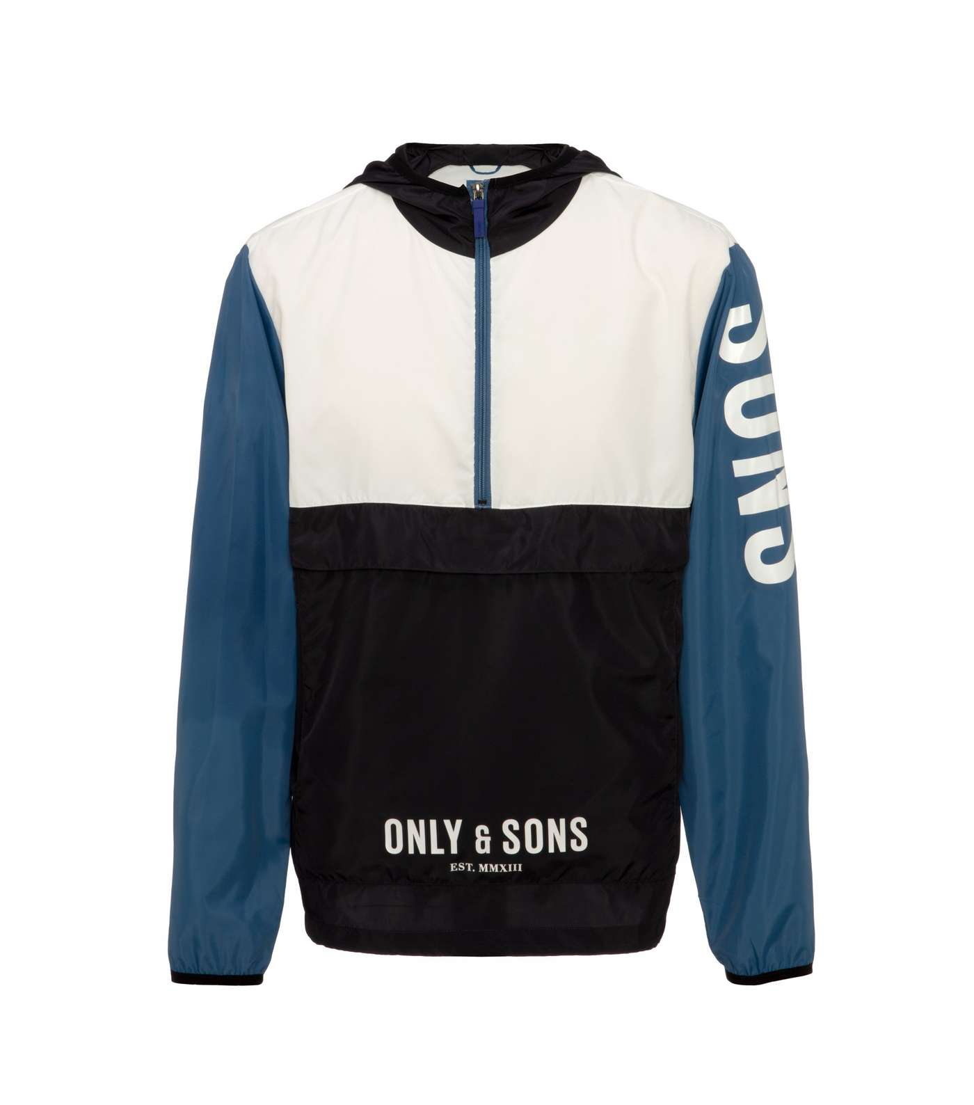 Only & Sons Teal Colour Block Slogan Anorak