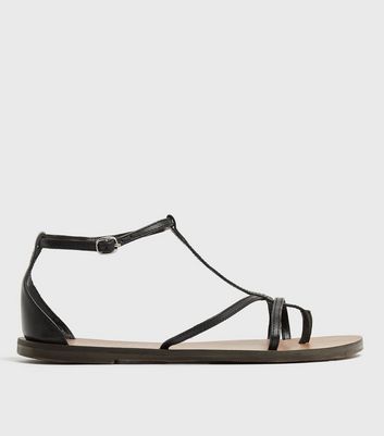 Leather strappy sale sandals flat