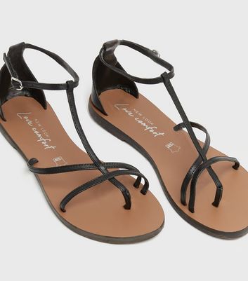 Leather strappy sandals on sale flat