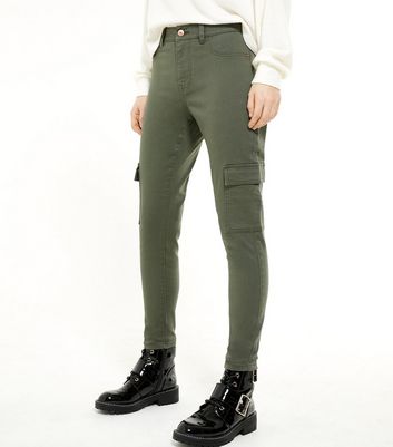 Ladies Cargo Trousers Skinny Stretch Women's Jeans Green khaki 6 8 10 12 14