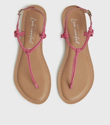 Pink t sale strap sandals