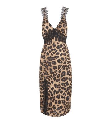 Another Look Brown Leopard Print Midi Dress | New Look