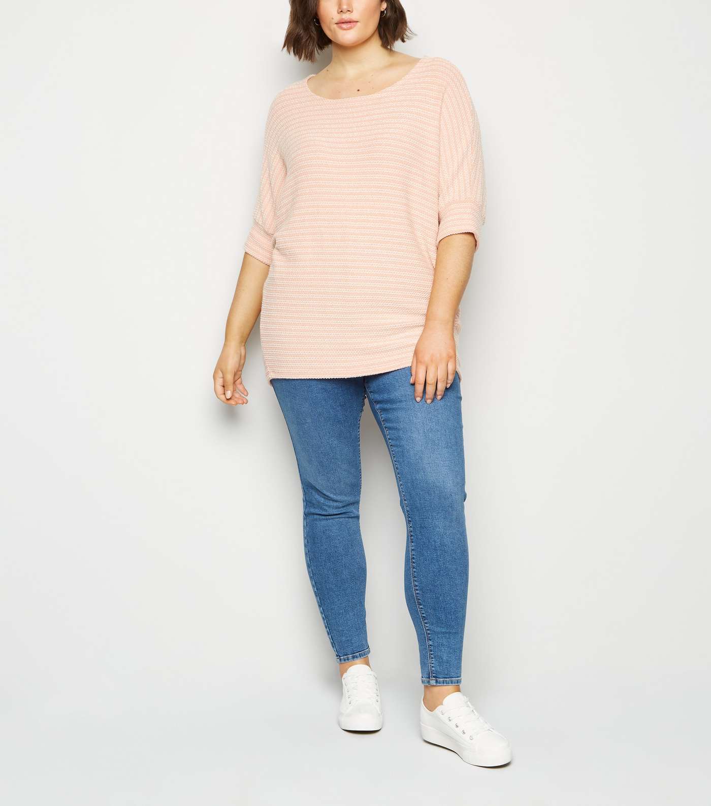 Apricot Curves Pink Batwing Waffle Knit Top Image 2