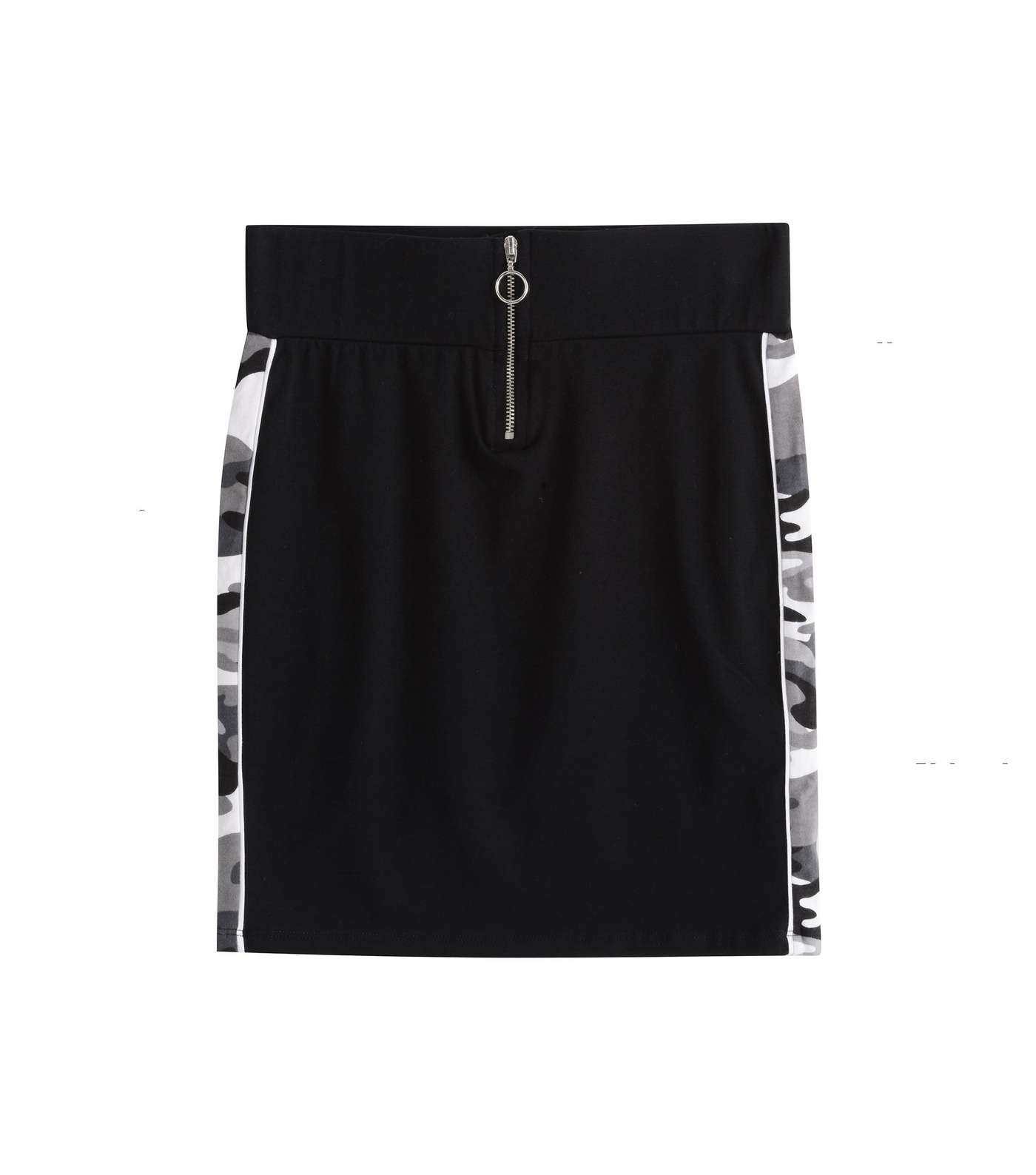 Girls Light Grey Camo Side Zip Tube Skirt