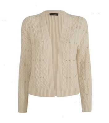 new look off white cable knit cardigan