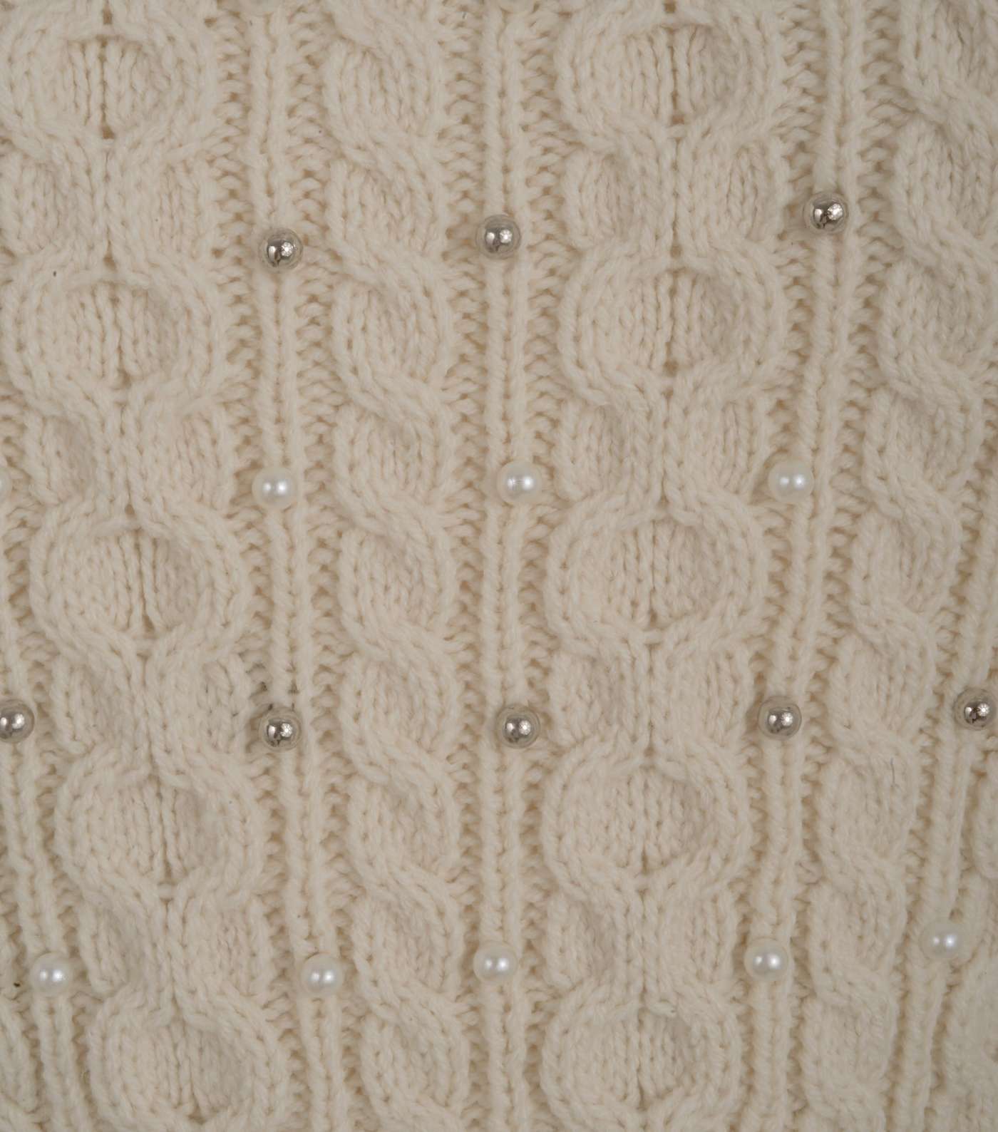 Off White Cable Knit Beaded Vest Image 4
