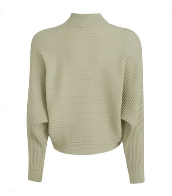 Image of Light Green Ribbed High Neck Jumper New Look