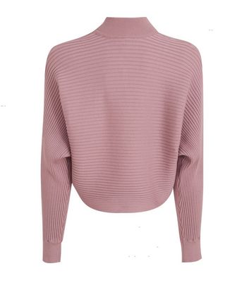 Image of Mid Pink Ribbed High Neck Jumper New Look