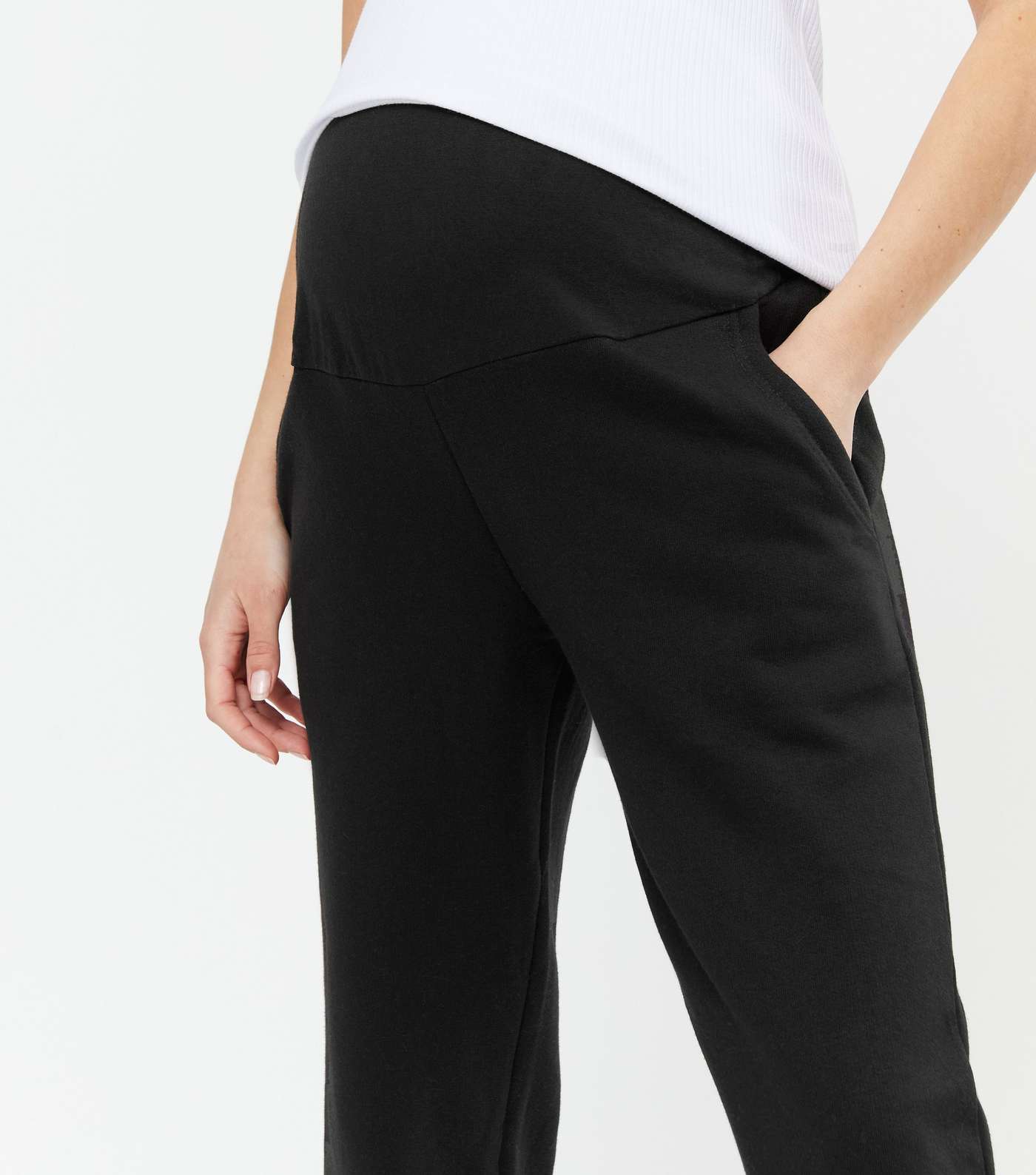 Maternity Black Jersey Over Bump Joggers Image 3