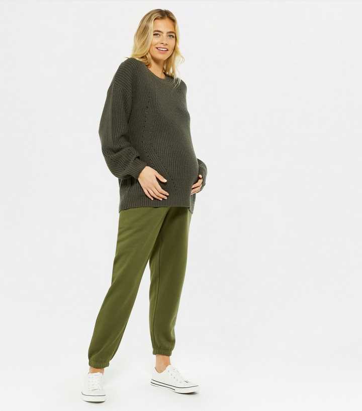 Maternity Olive Jersey Over Bump Joggers