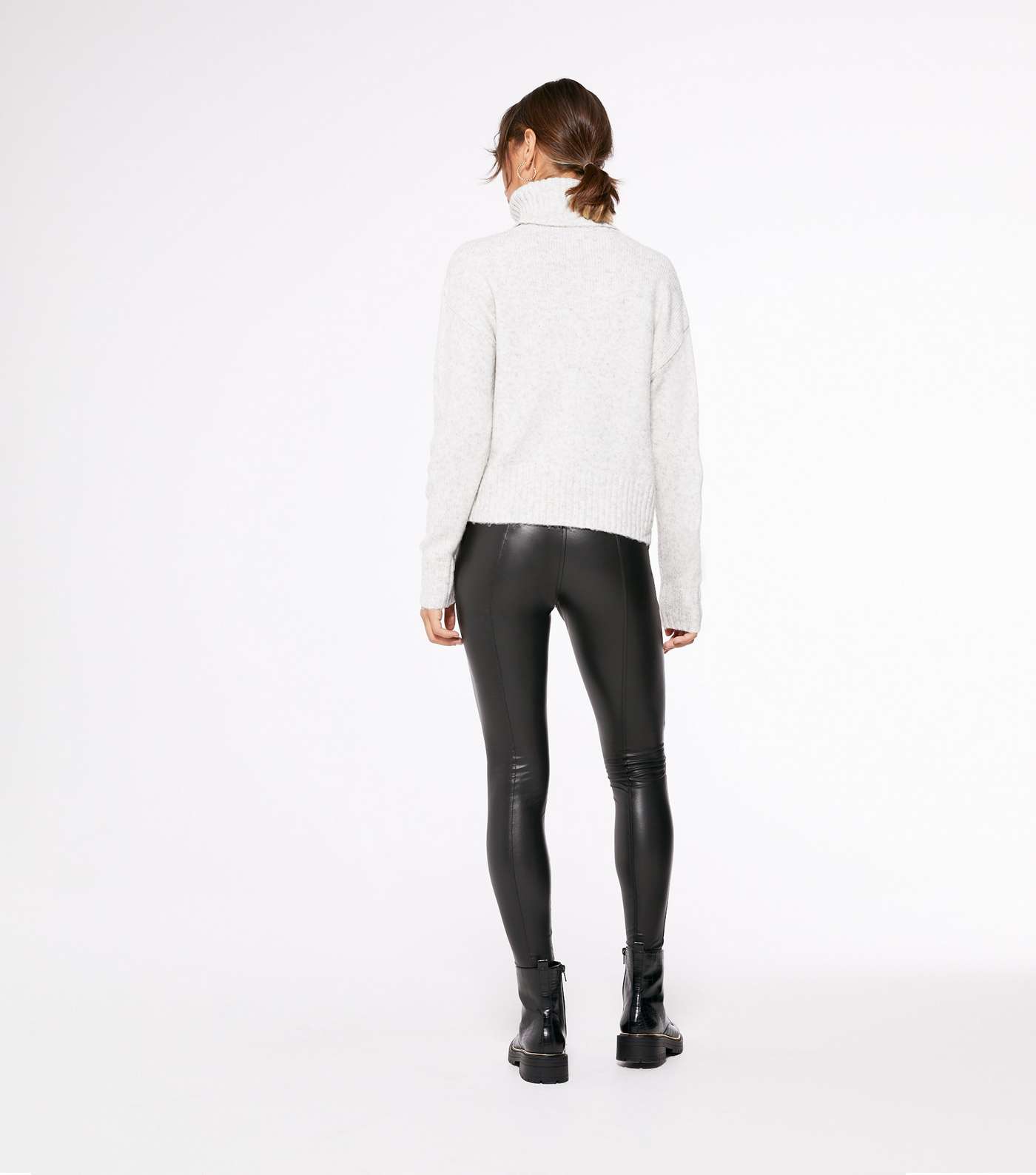 Black Leather-Look Stretch Leggings Image 3
