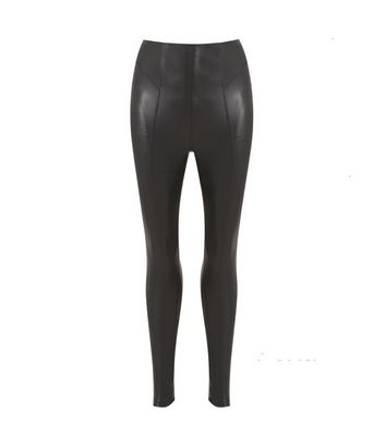 New Look leather look leggings in black