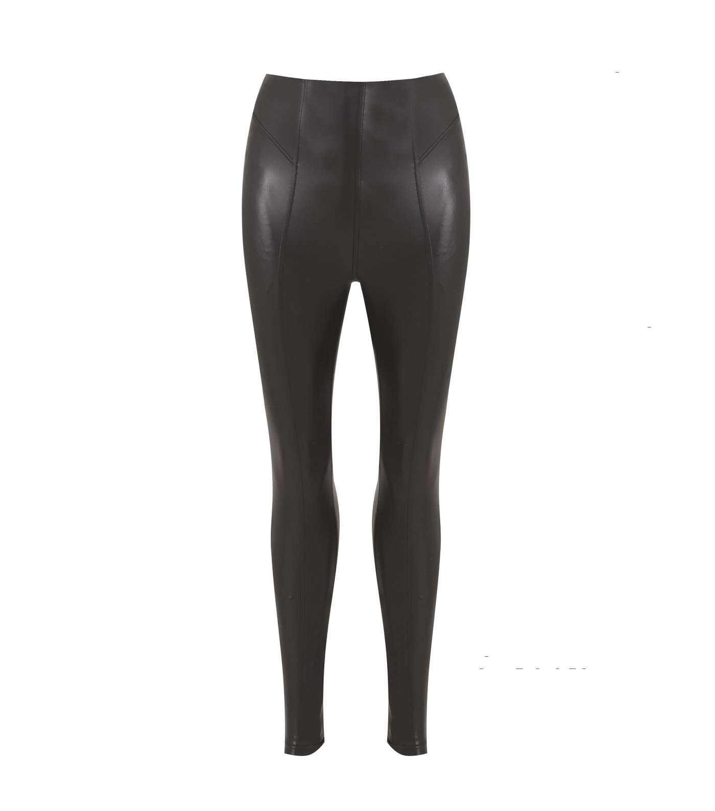 Black Leather-Look Stretch Leggings Image 5