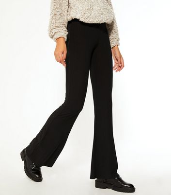 Tall Black Ribbed Flared Leggings | New 