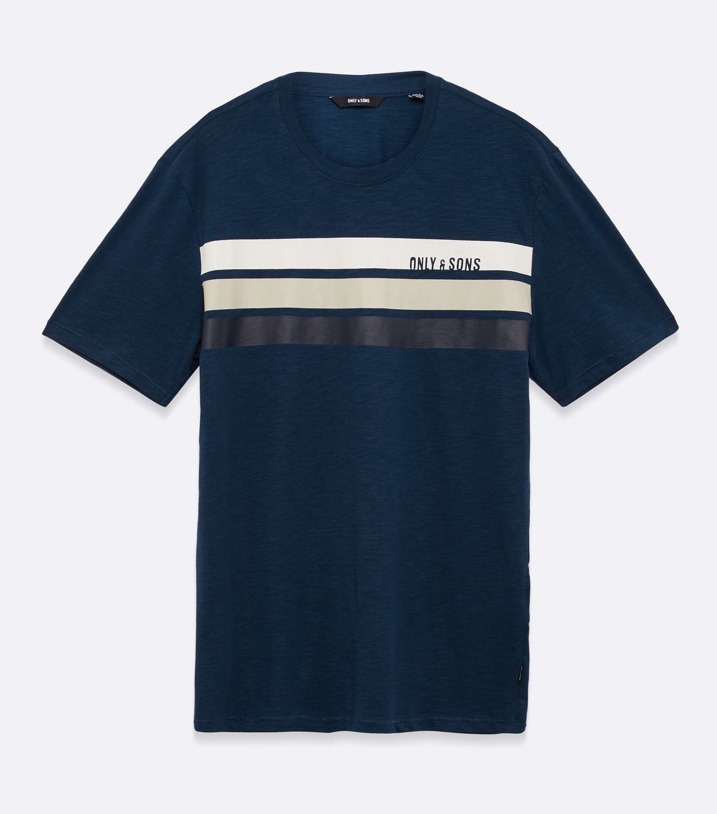 Only & Sons Navy Stripe Logo T-Shirt  Image 5