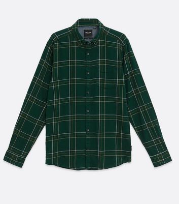 Image of Only & Sons Dark Green Check Long Sleeve Shirt New Look
