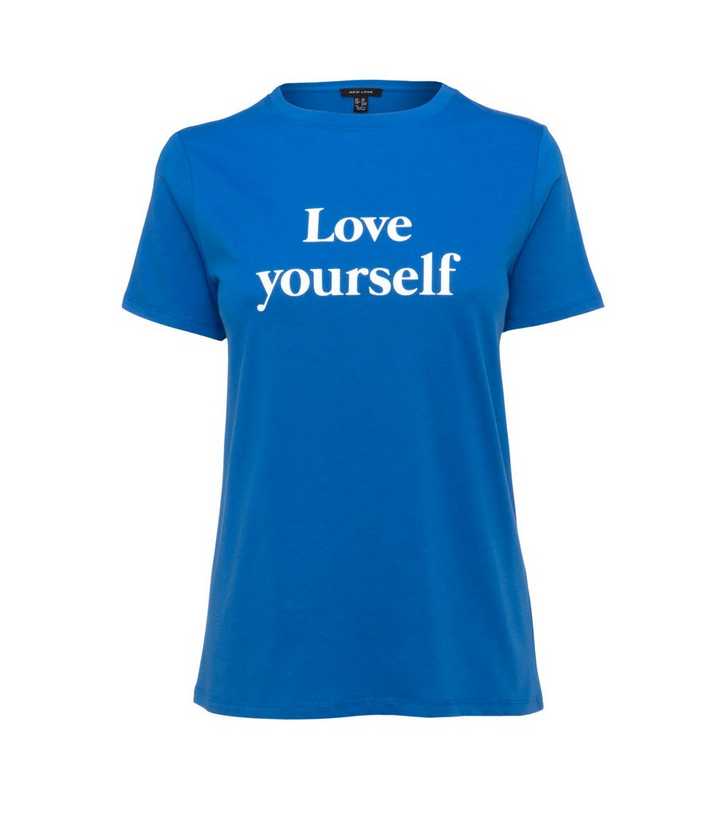 Blue Love Yourself Slogan T-Shirt 
