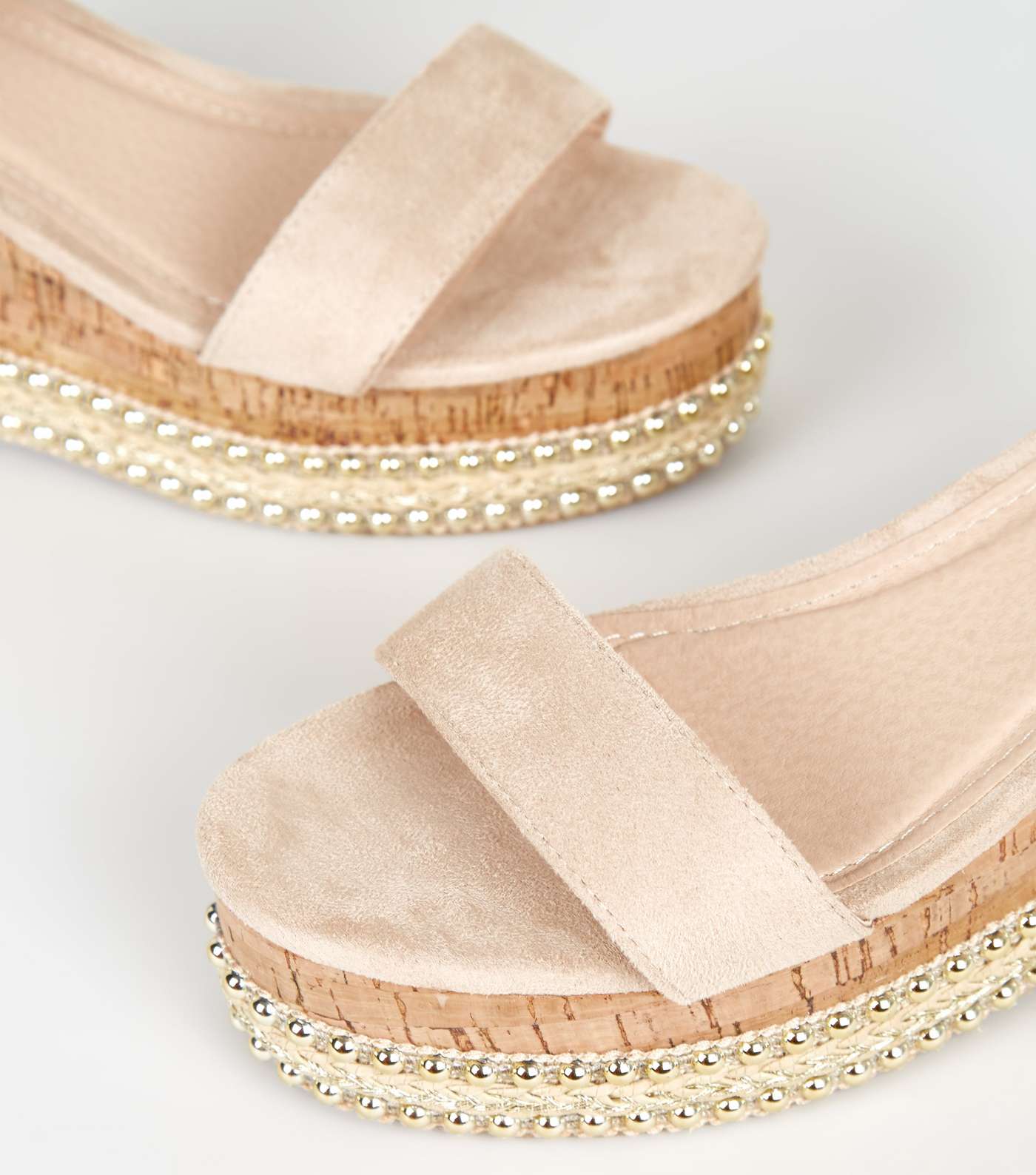 Cream Espadrille Flatform Sandals Image 3