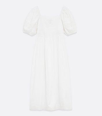 White Broderie Square Neck Puff Sleeve 
