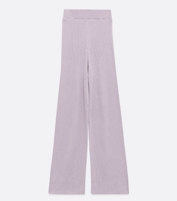 Wide Rib Knit Trousers in Lilac