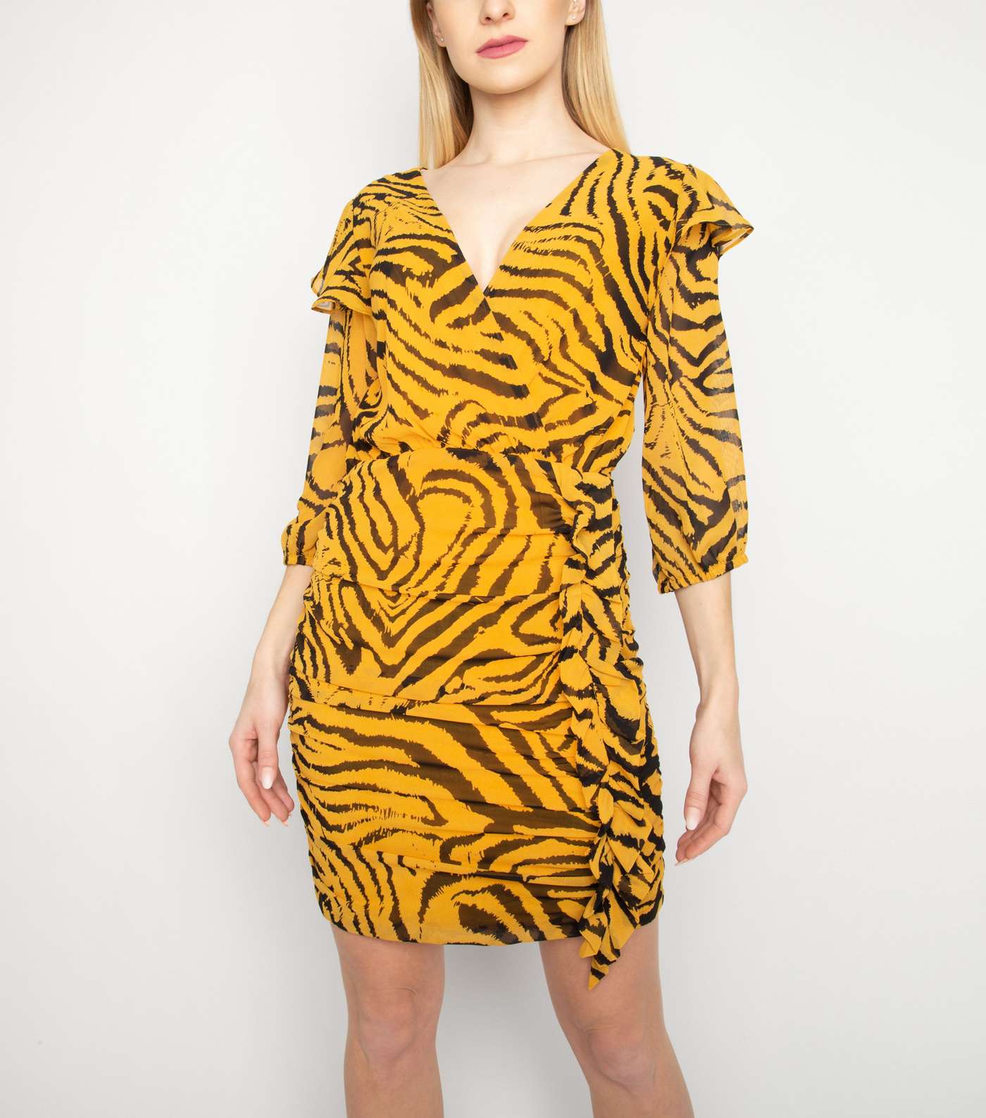 Another Look Yellow Zebra Print Mini Dress