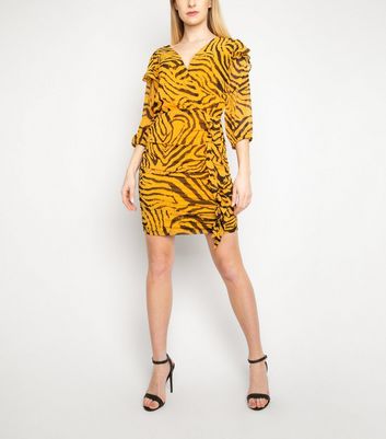 Yellow zebra sales print dress