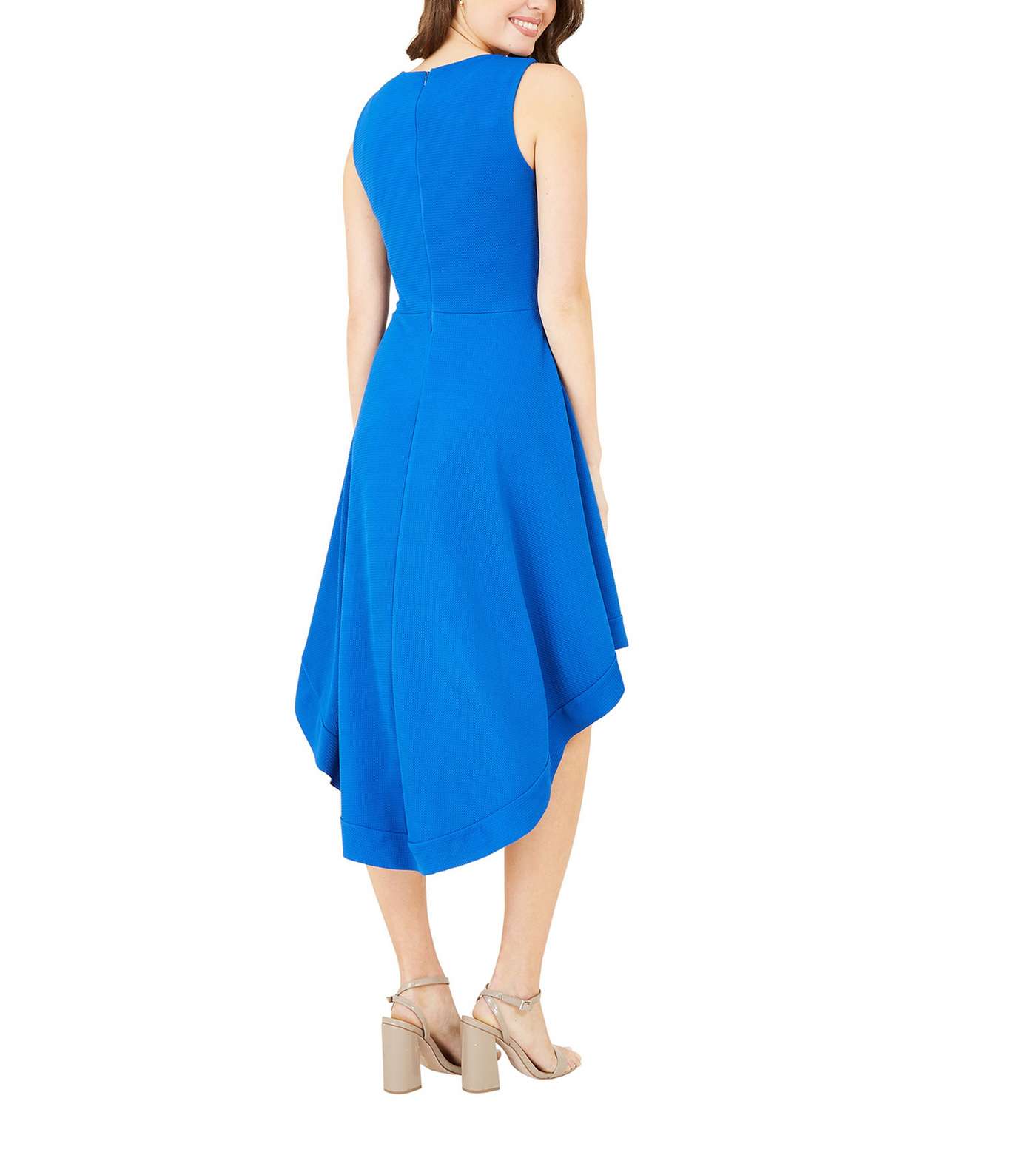 Mela Blue Textured Dip Hem Dress  Image 3