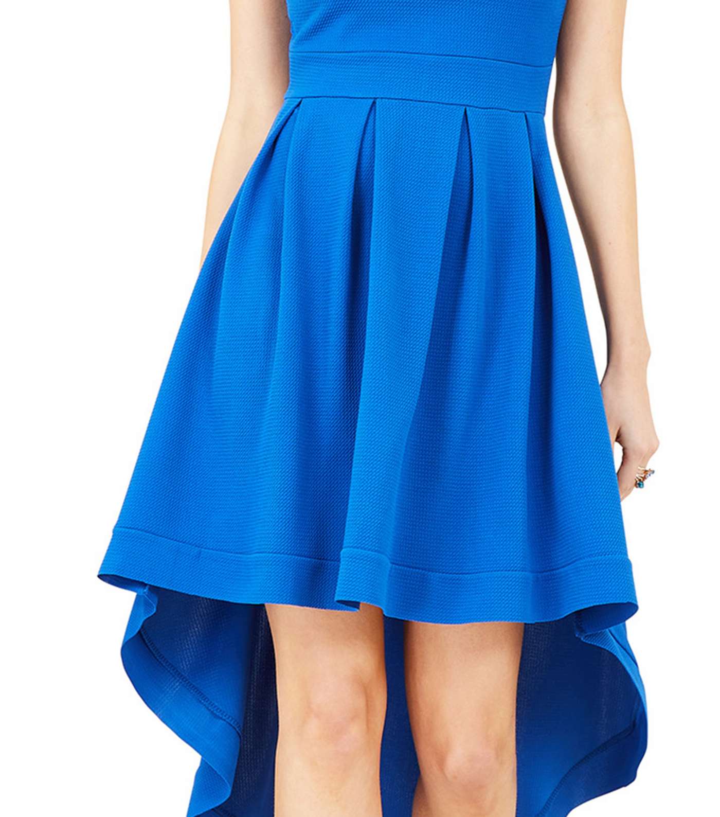 Mela Blue Textured Dip Hem Dress  Image 5