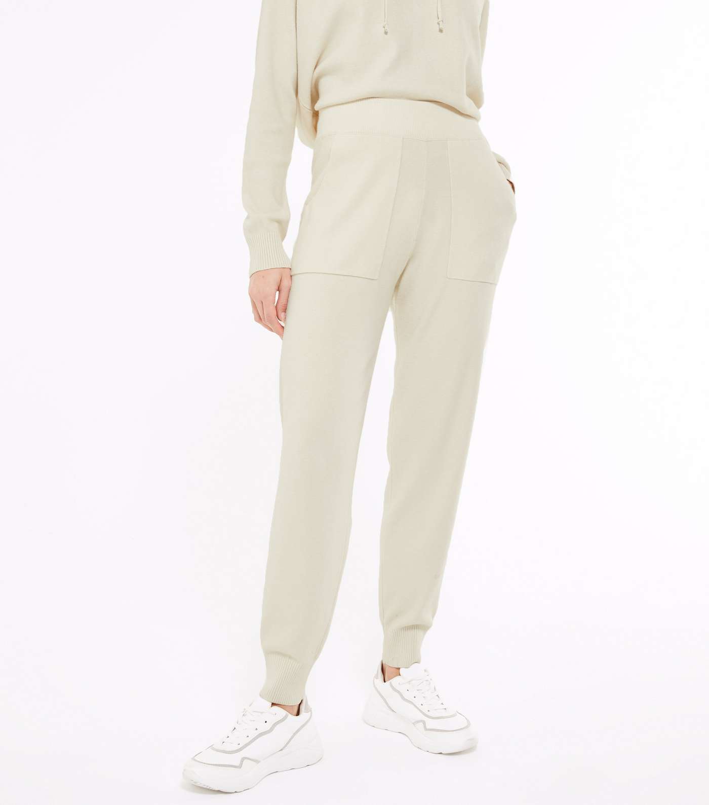 Off White Knit Cuffed Joggers Image 2