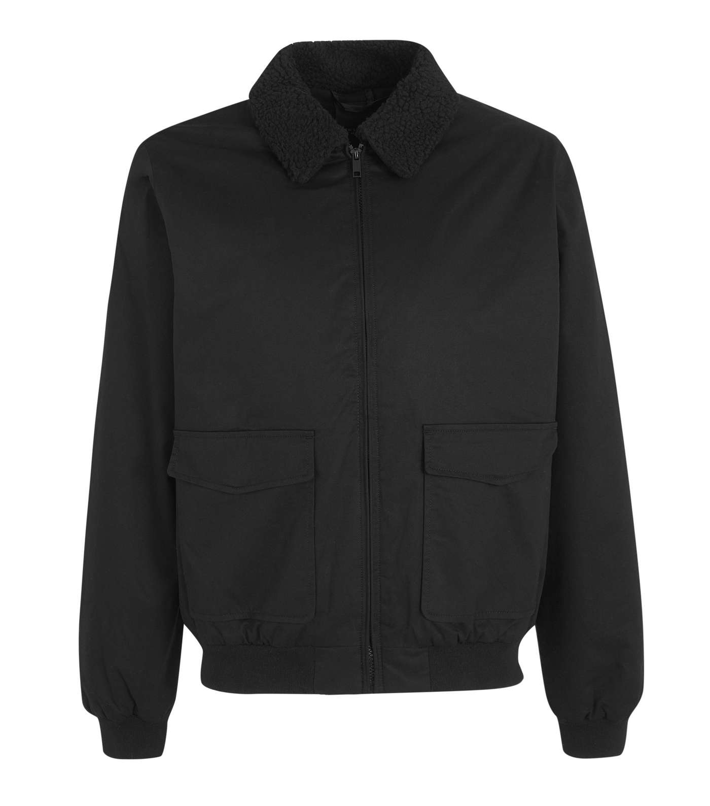Black Teddy Collar Padded Harrington Jacket Image 5
