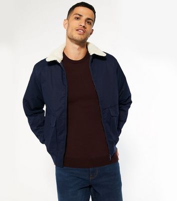 Navy Teddy Collar Padded Harrington 