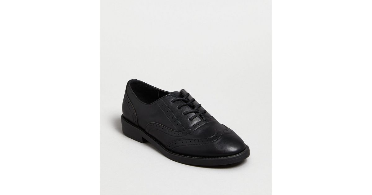 Candy segment Wash windows Girls Black Leather-Look Brogues | New Look