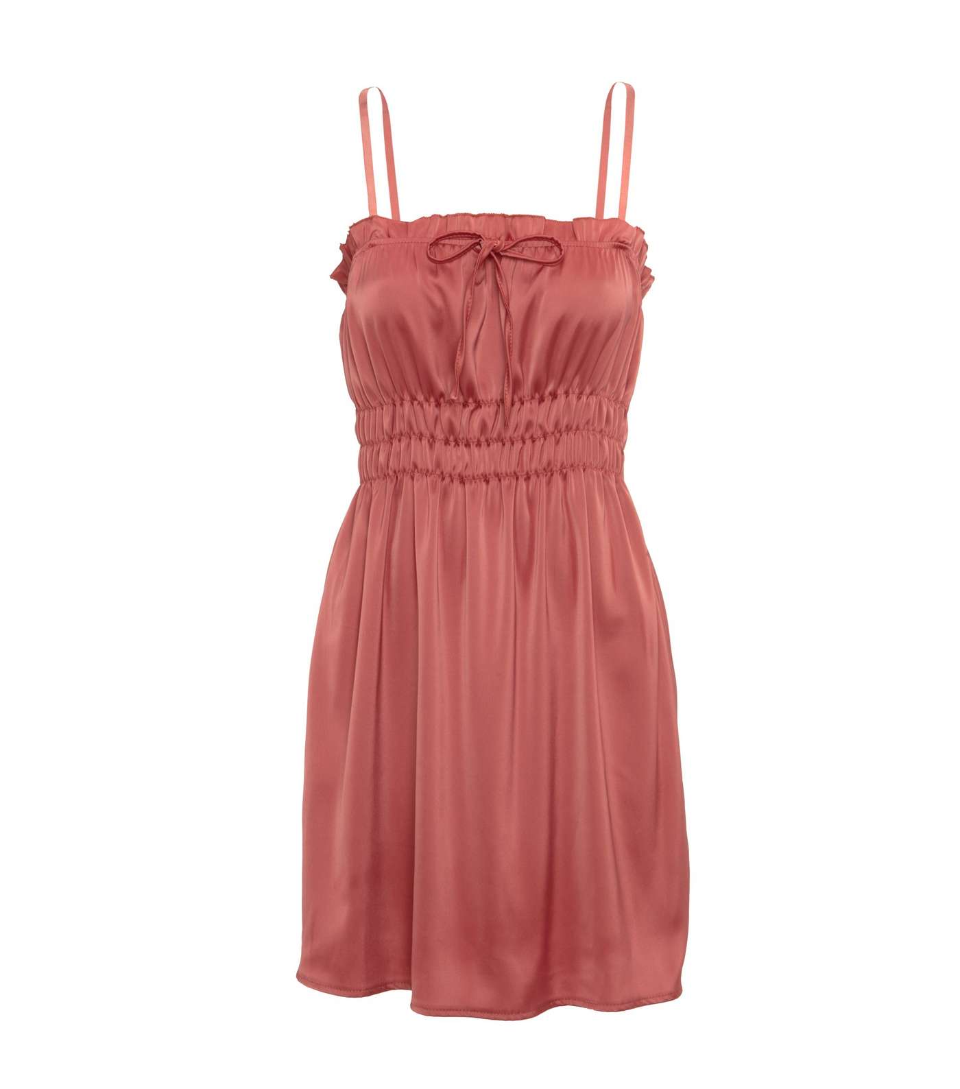 Cameo Rose Coral Satin Strappy Mini Dress