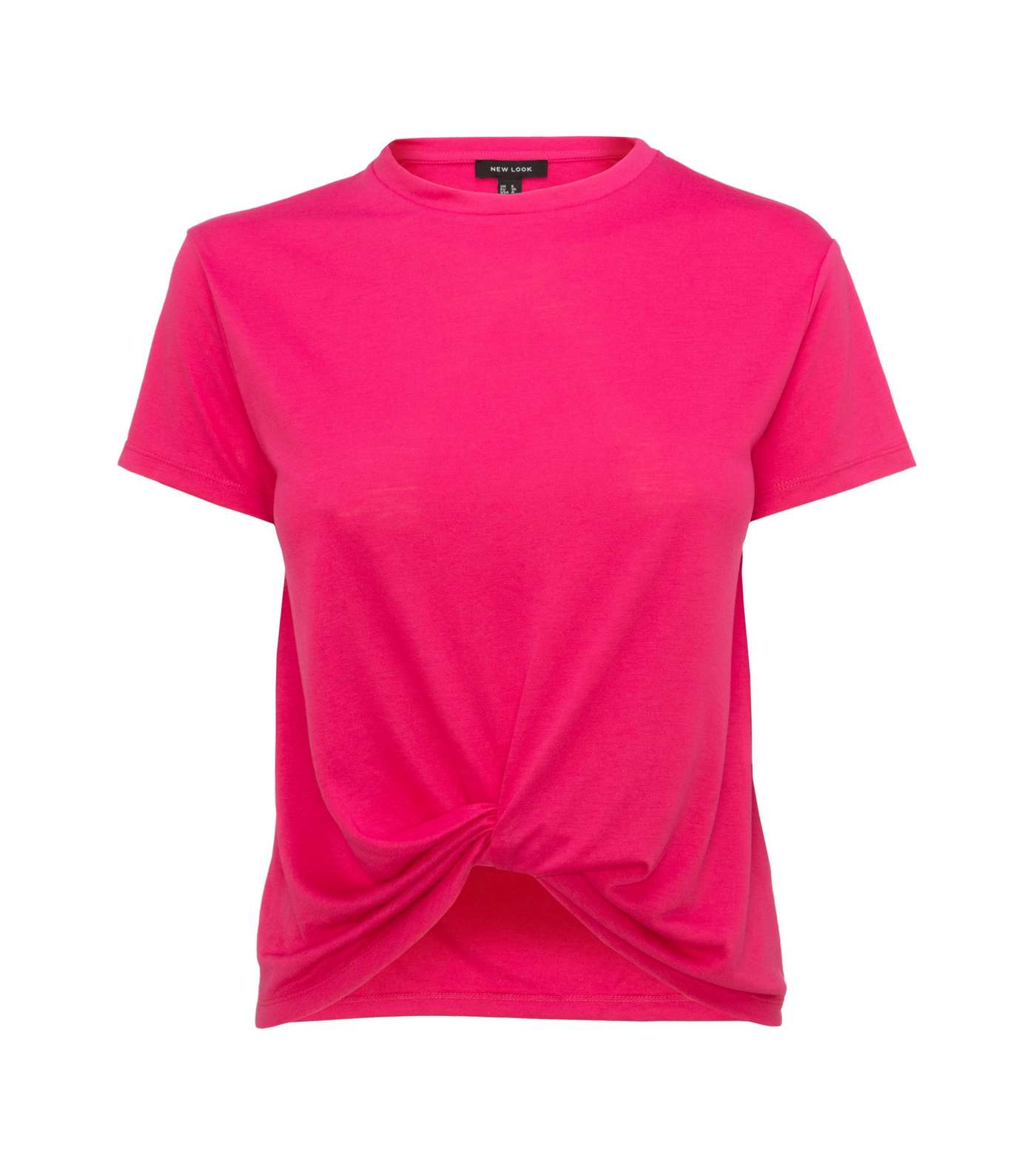 Bright Pink Jersey Twist Front T-Shirt