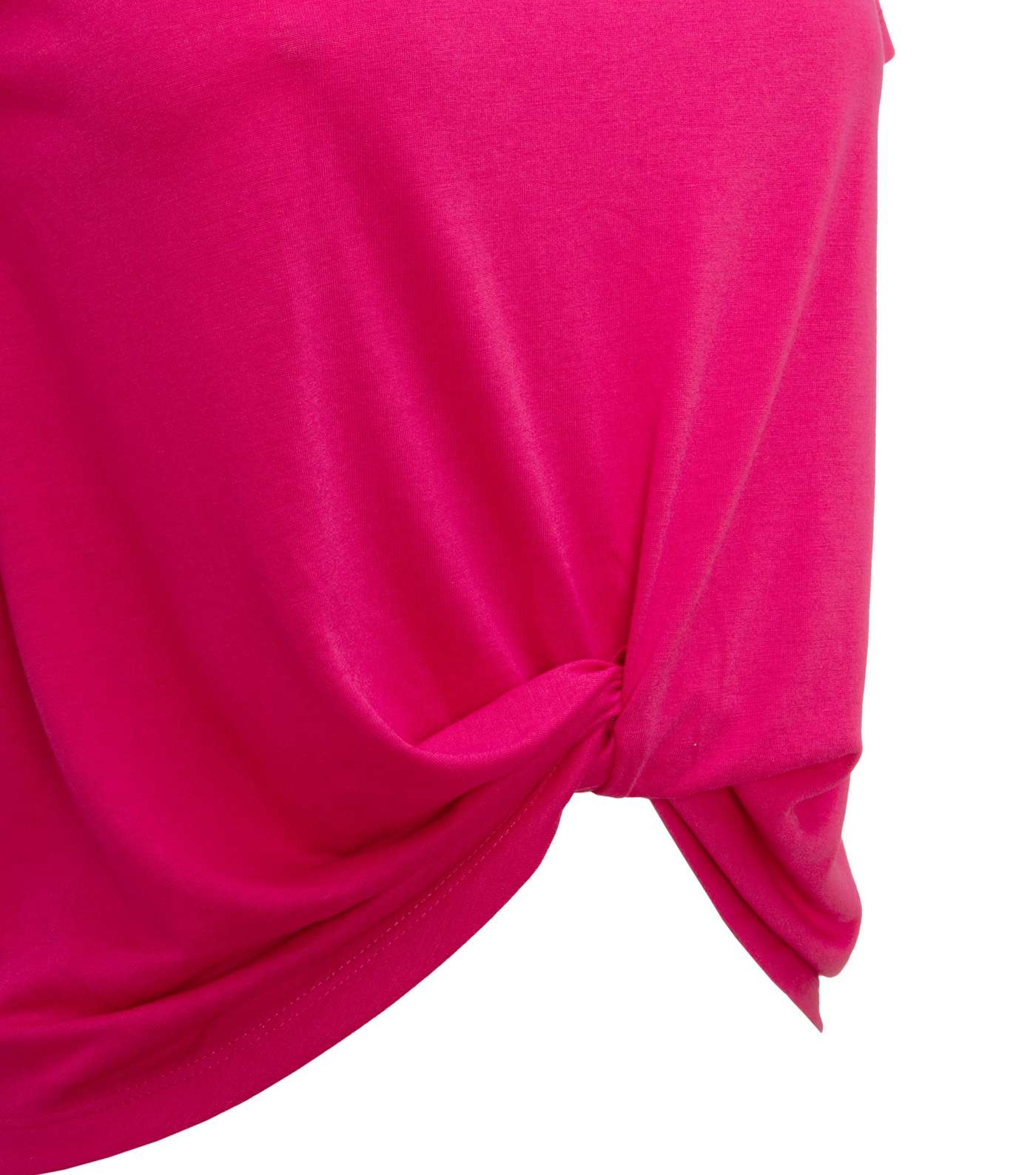 Bright Pink Jersey Twist Front T-Shirt Image 3