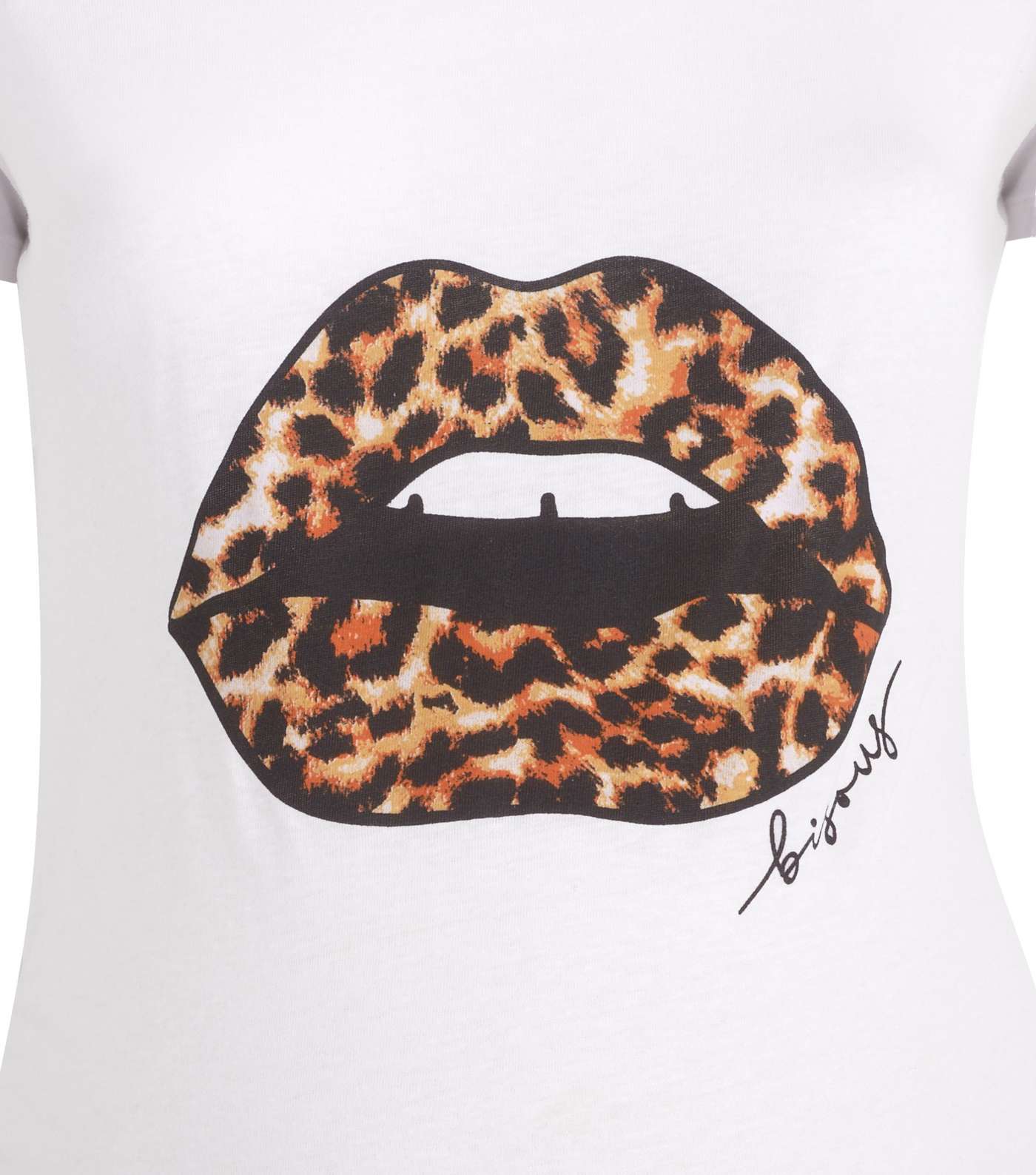 Maternity White Leopard Print Lips Slogan T-Shirt Image 3