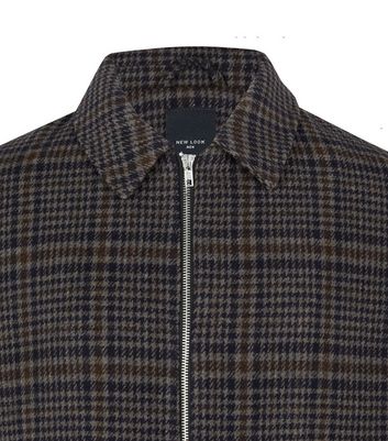 Image of Grey Check Zip Front Collared Shacket New Look