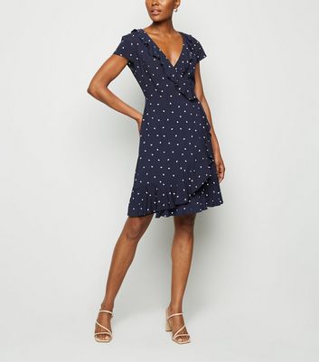 Apricot Navy Heart Print Mini Wrap 